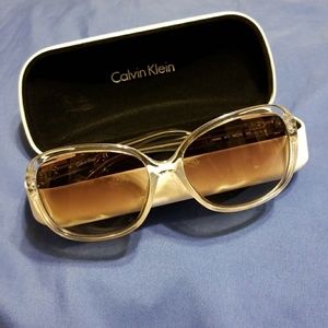 Calvin Klein Clear Frame Sunglasses w/ Case